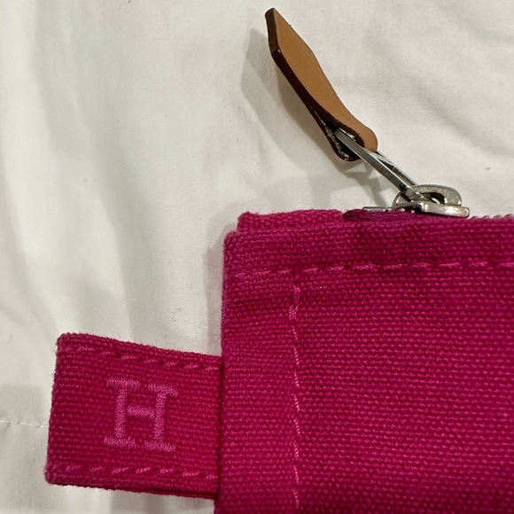 HERMES BORA BORA GM Pink Canvas Leather Cotton Pouch Flat Clutch Bag - Picture 4 of 10